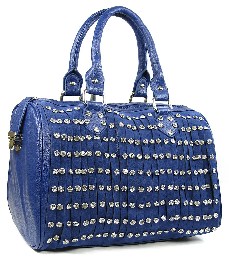 Wholesale Blue Crystal Studded Handbag