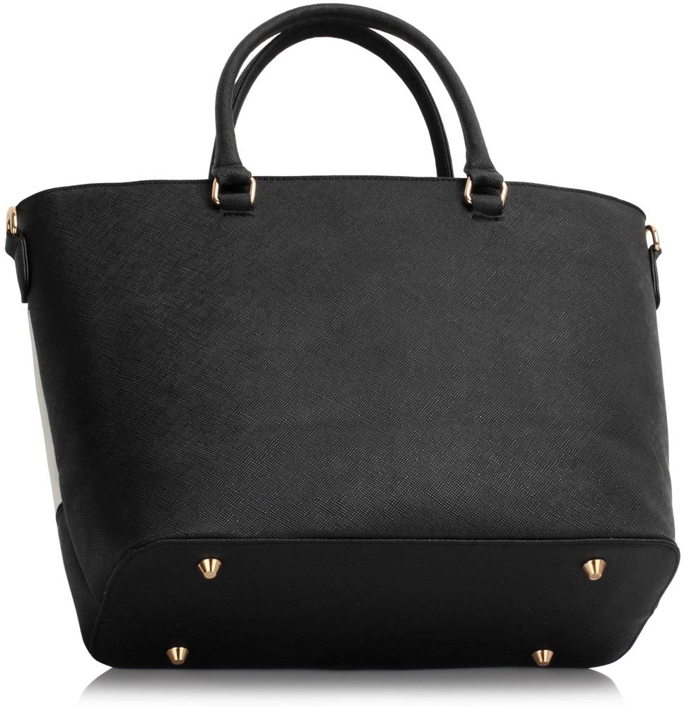 wholesale bags uk LS00406A - Black / White Shoulder Handbag