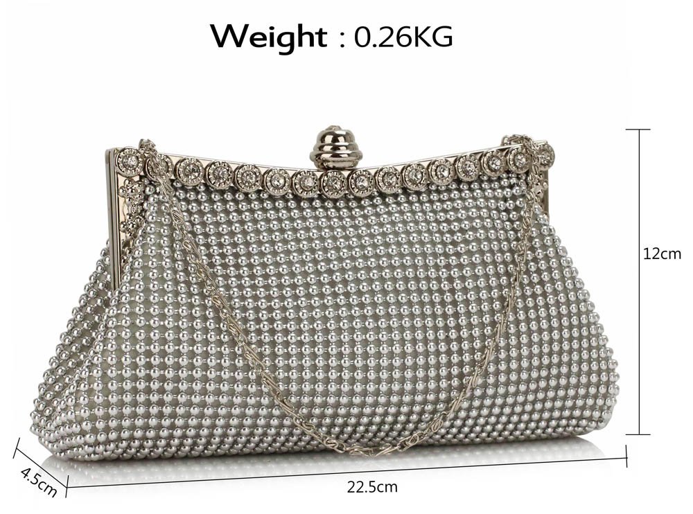 Wholesale Silver Sparkly Crystal Satin Clutch purse