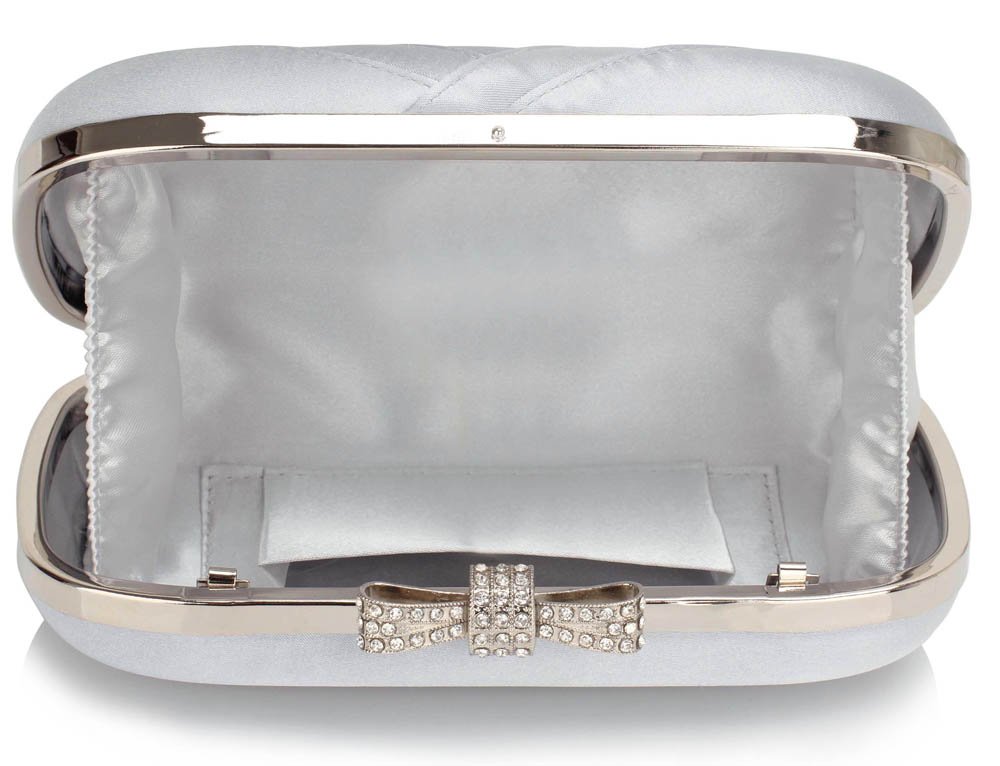 Wholesale Gorgeous Silver Crystal Strip Clutch Evening Bag