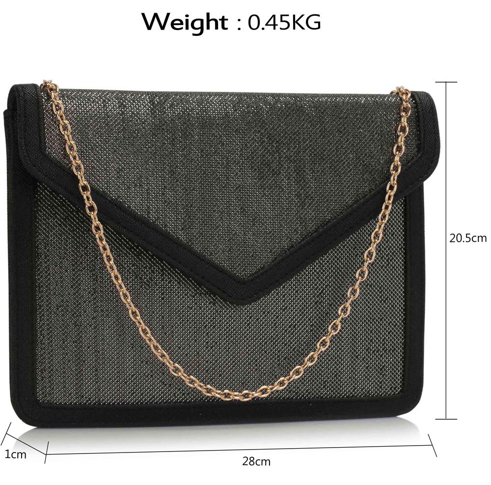 LSE00310 - Black Flap Clutch purse