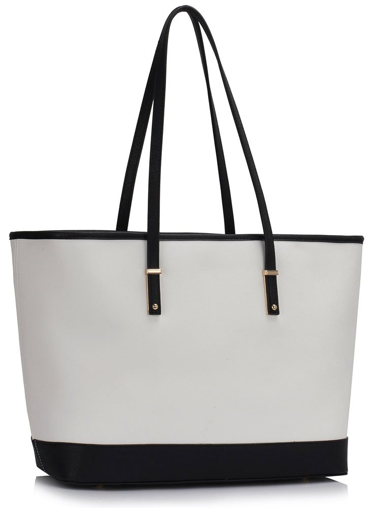 LS00461 - Black /White Women&#39;s Large Tote Bag