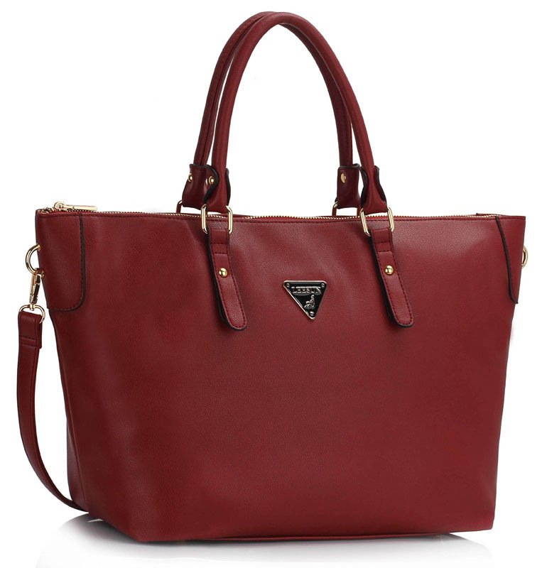 LS00480 - Burgundy Tote Shoulder Handbag