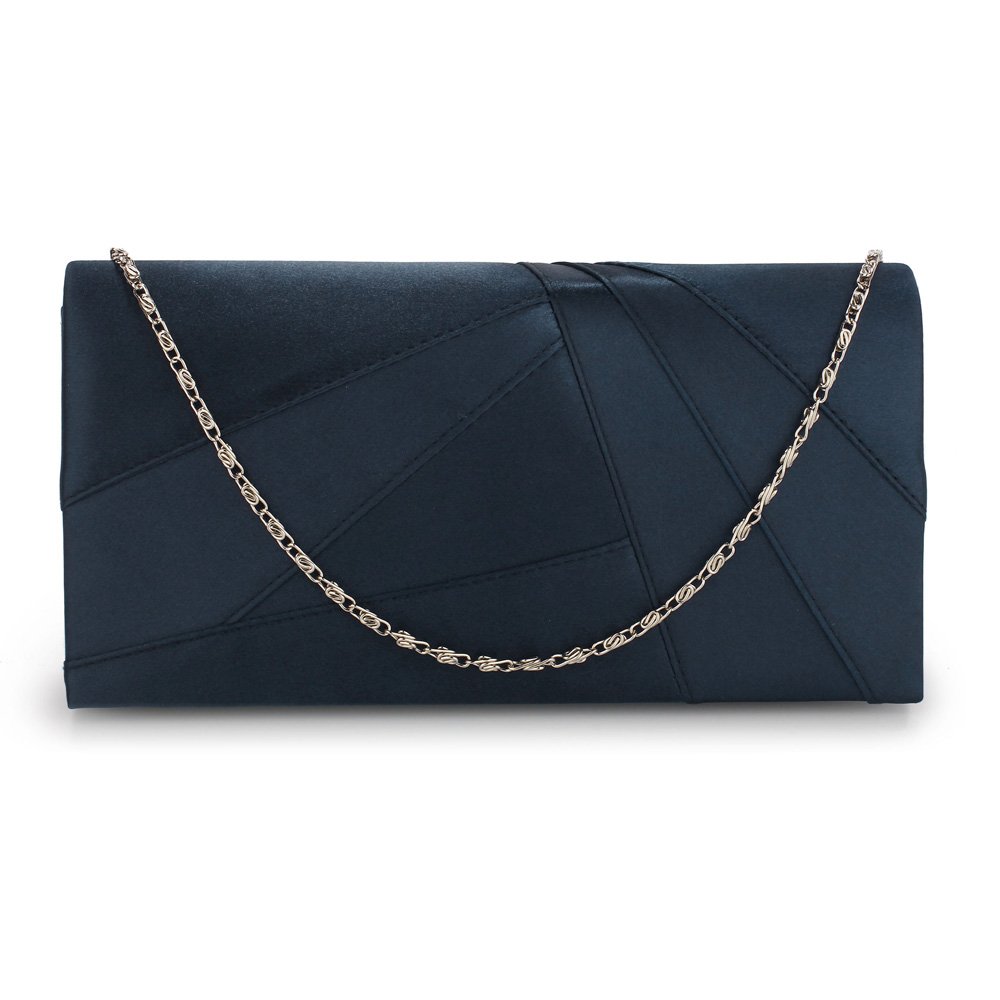 AGC00328A Navy Satin Clutch Evening Bag