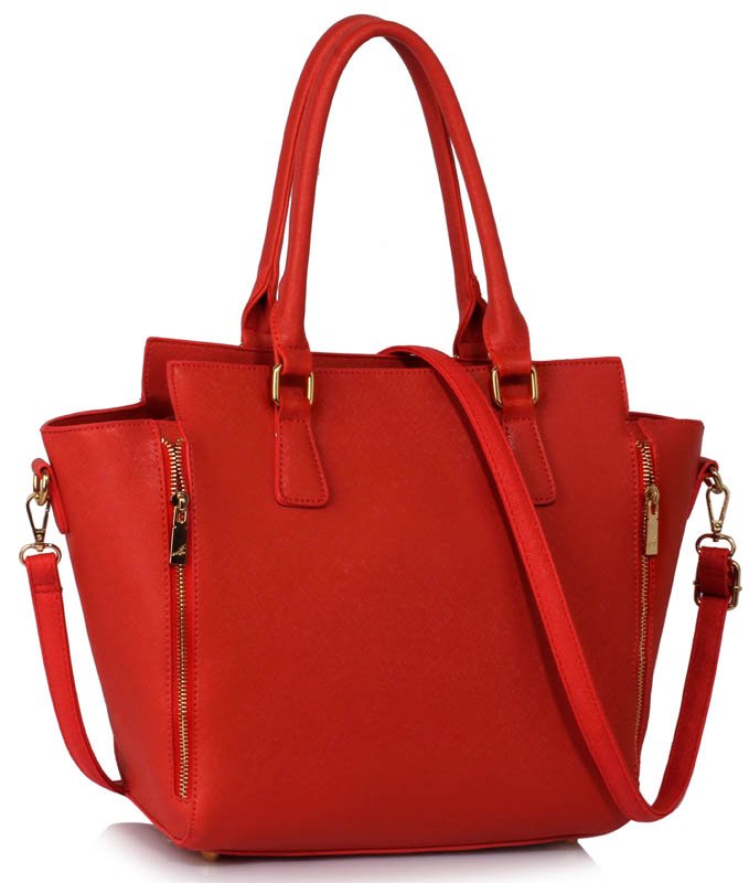 wholesale bags uk wholesale bags LS00314A - Red Zipper Tote