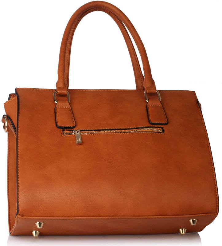 LS00342 Brown Women's Tote Bag With Polished Hardware