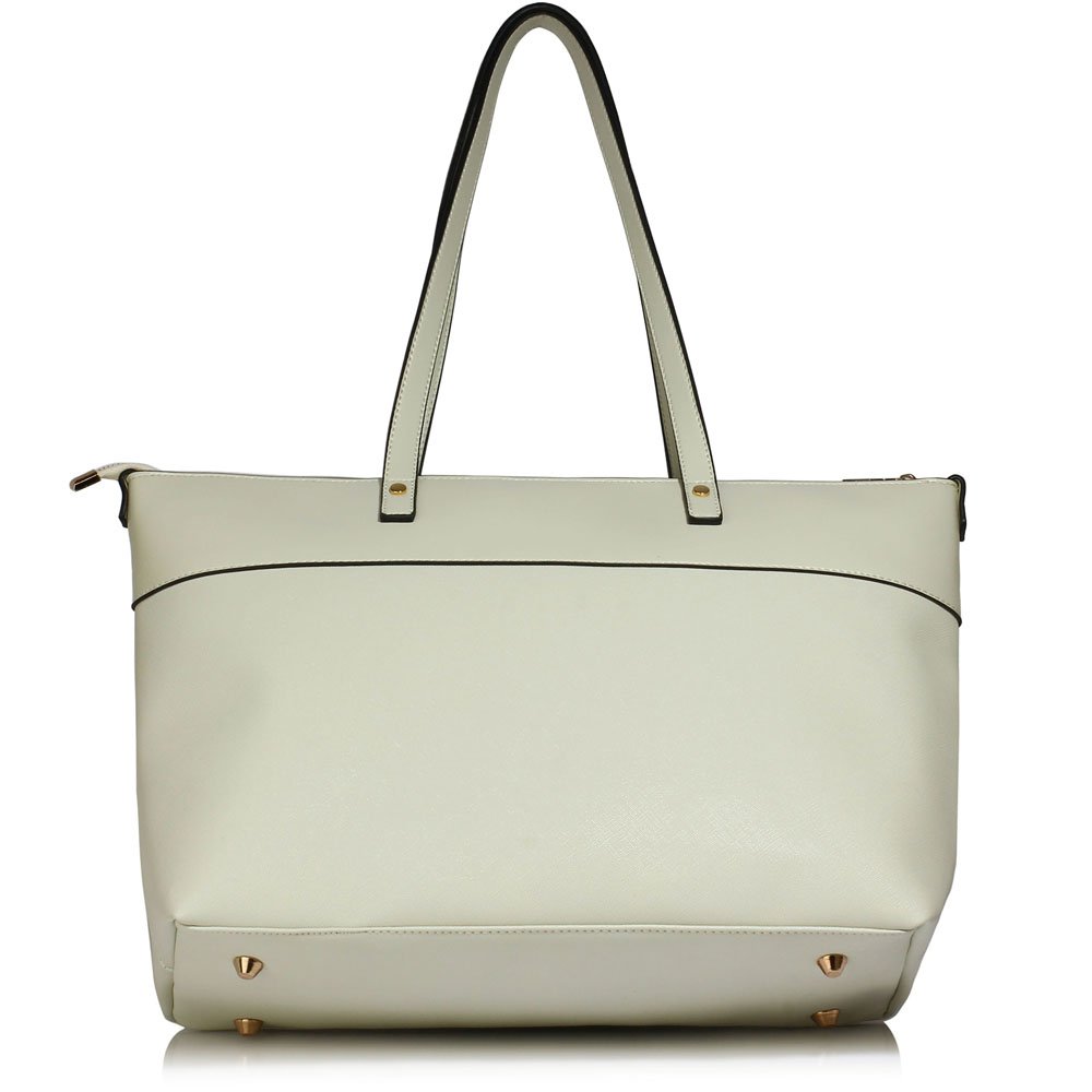 wholesale bags uk LS00121 Cream Grab Shoulder Handbag
