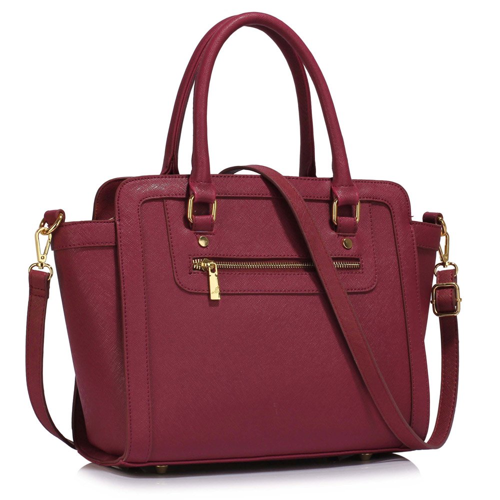 LS00255A - Burgundy Grab Tote Handbag