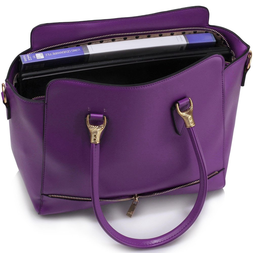 LS00456 - Purple Zipper Tote Shoulder Bag
