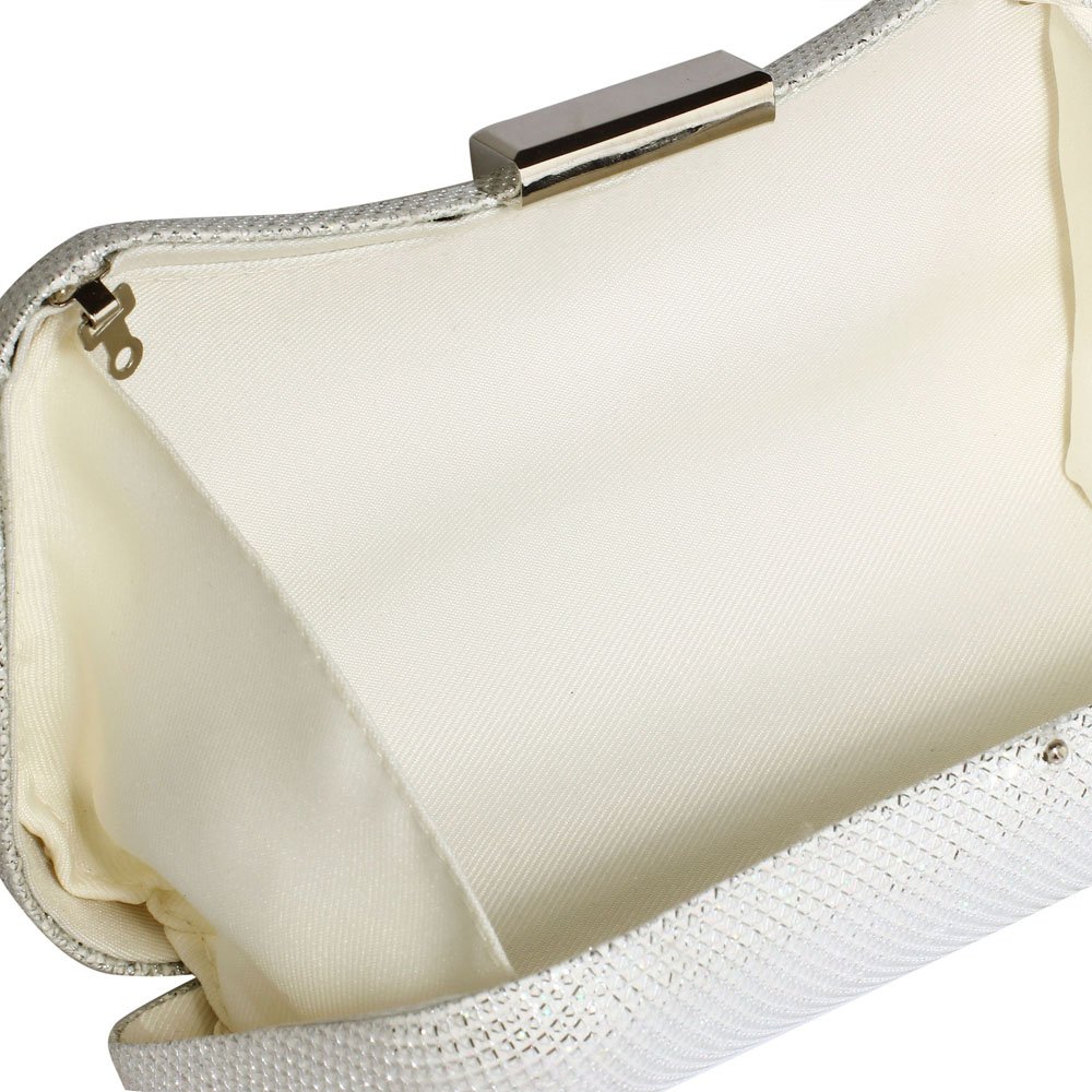 LSE00337 - Silver Hard Case Evening Bag