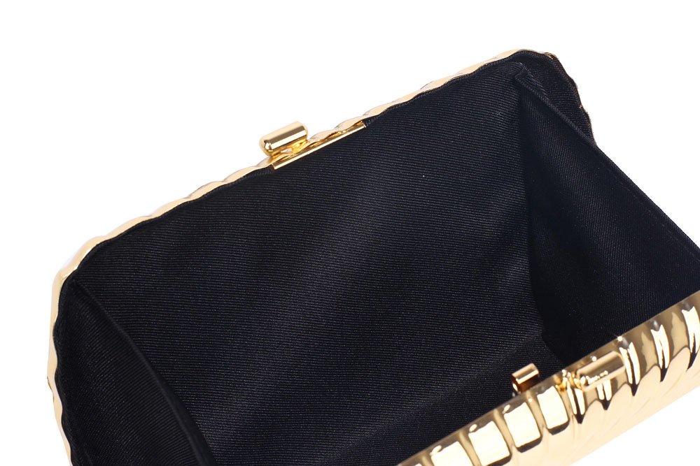 Gold Hard Case Clutch Bag