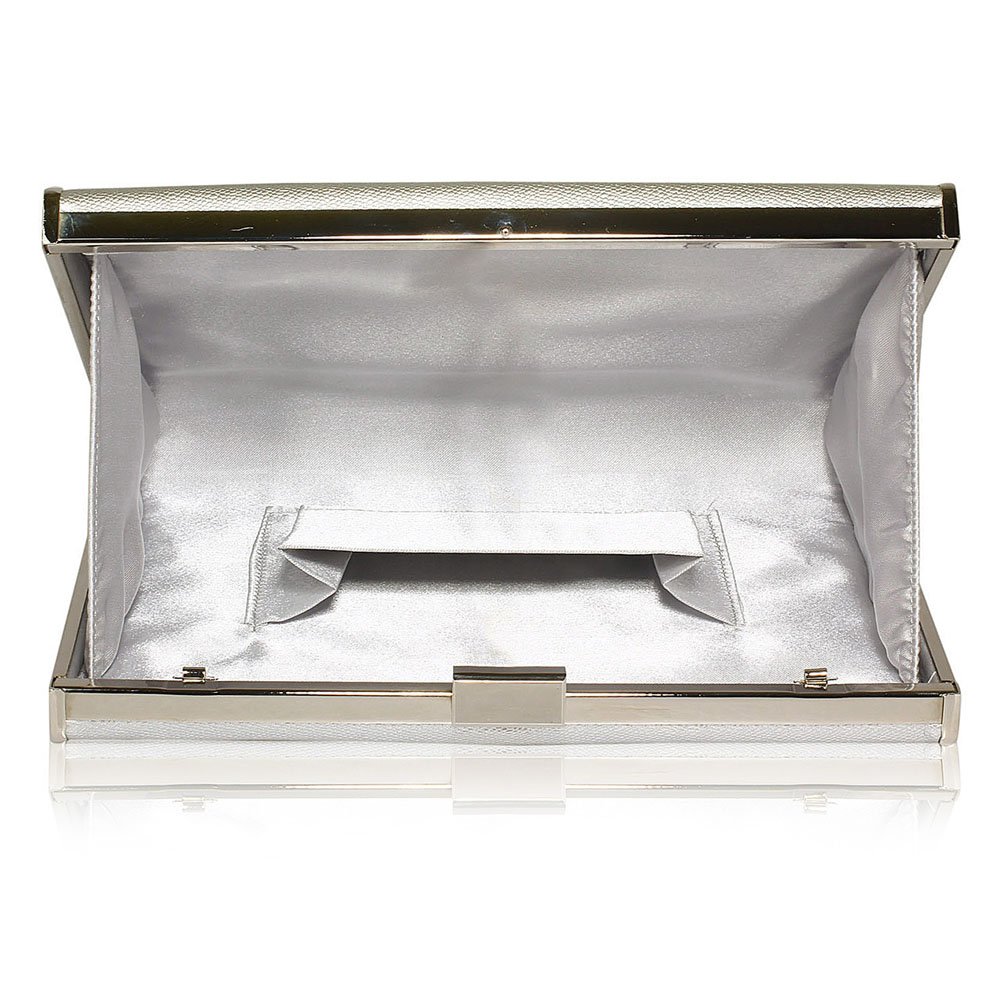 LSE00343 - Silver Hard Case Evening Bag