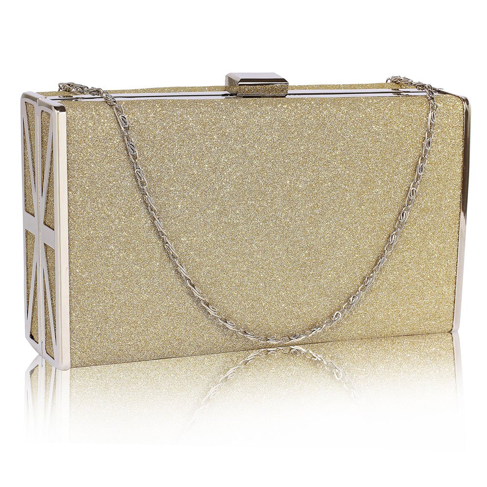 LSE00344 - Gold Glitter Clutch Bag