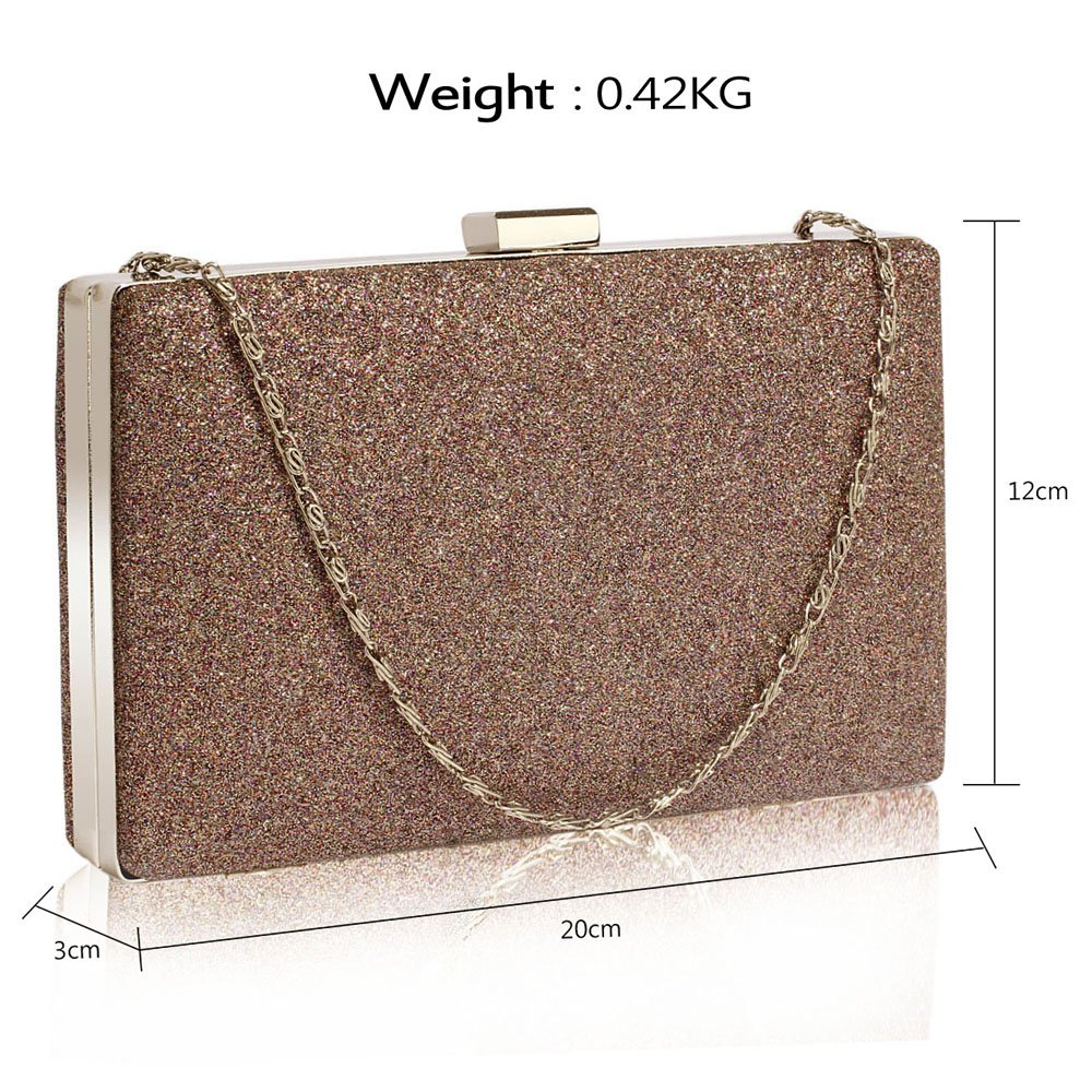 LSE00345 - Multi Colour Glitter Clutch Bag