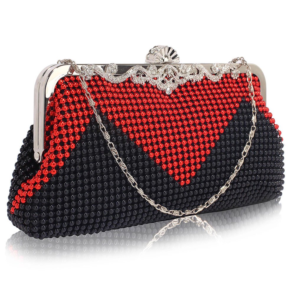 black and red clutch bag