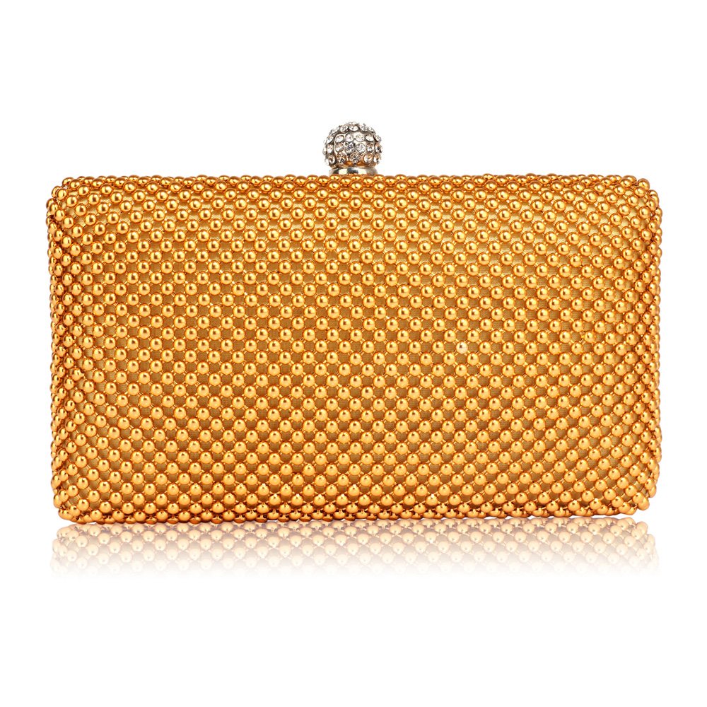 Gold Crystal Beaded Evening Clutch Bag