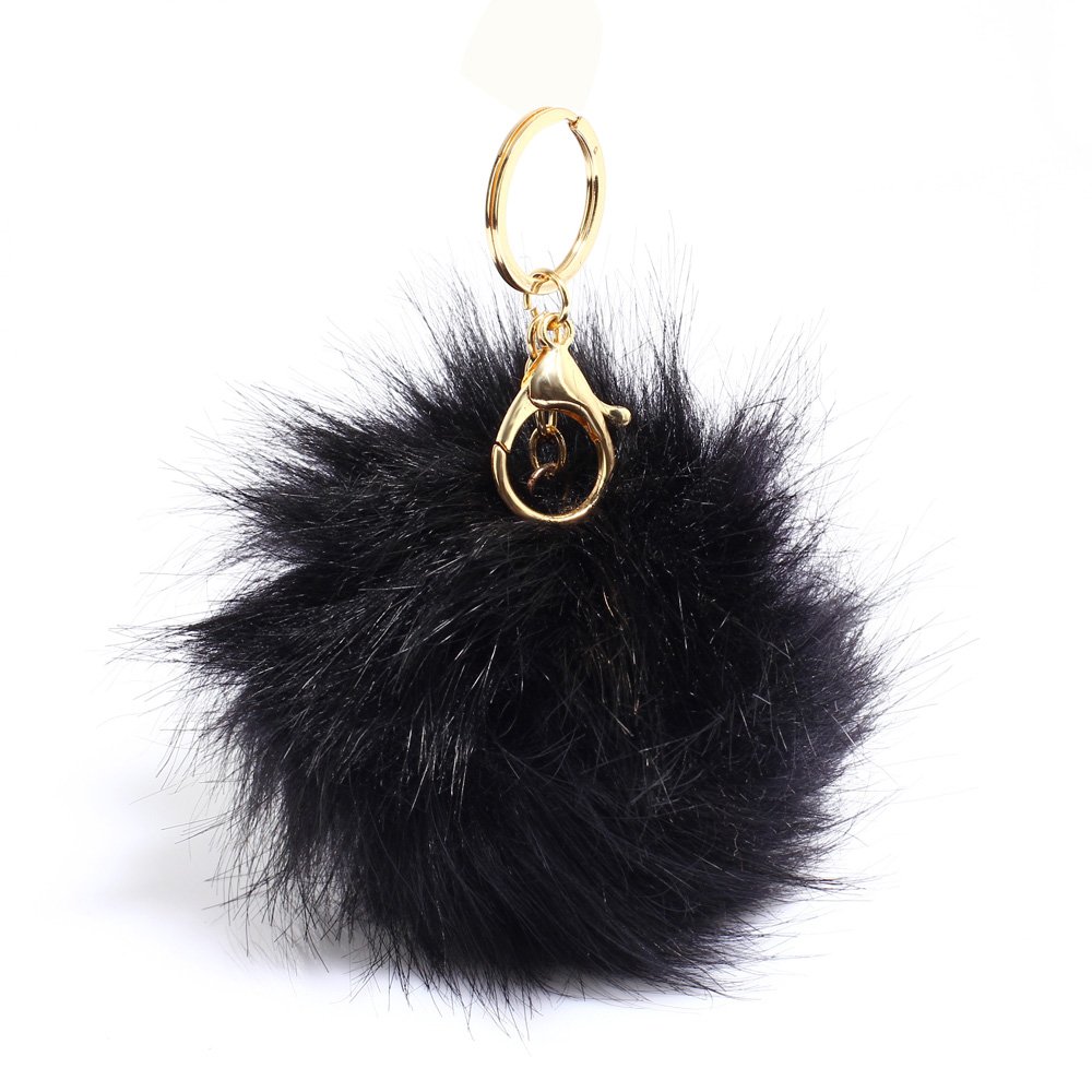 AGC1016 Fluffy Fur Black Bag Charms