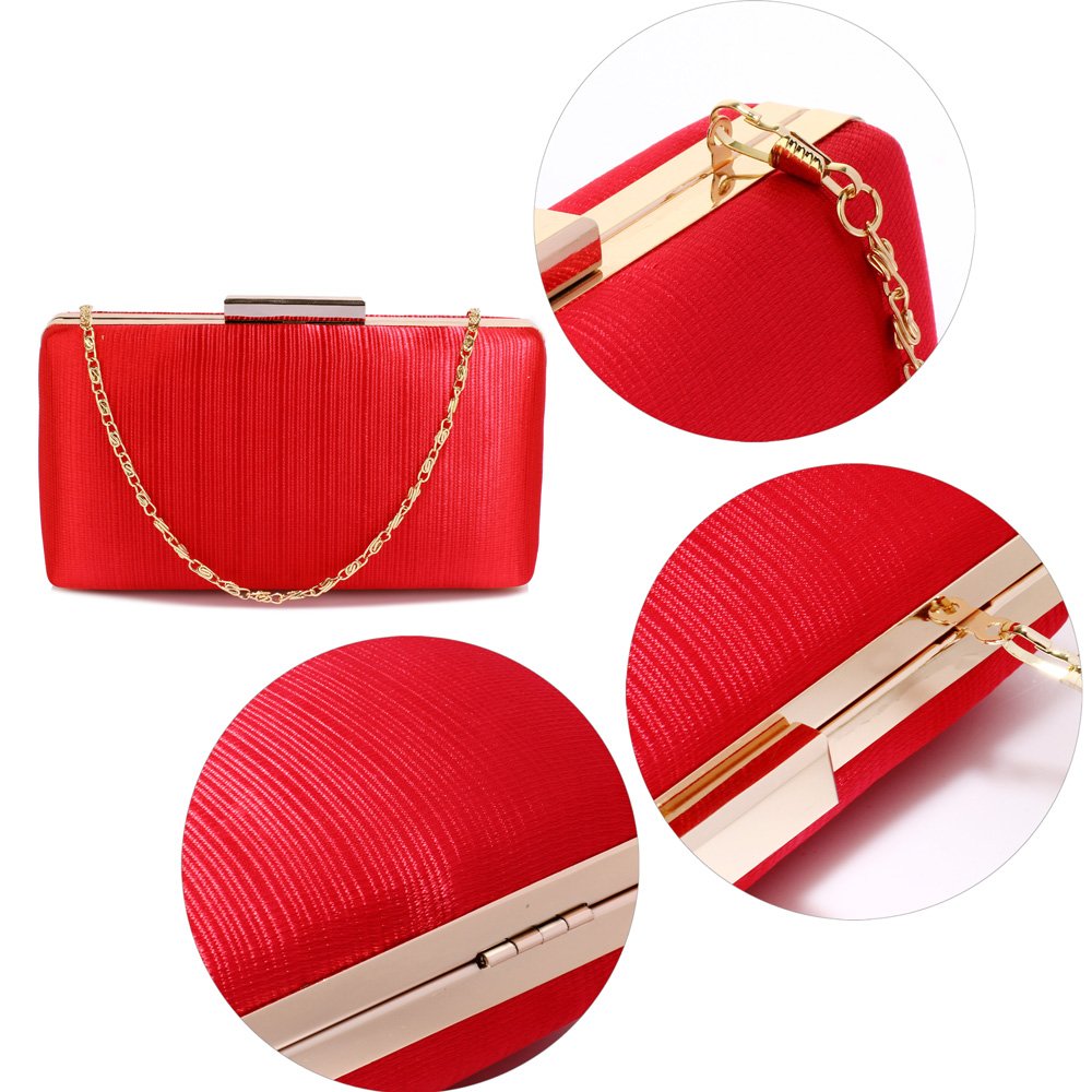 LSE00314 Red Satin Clutch Evening Bag