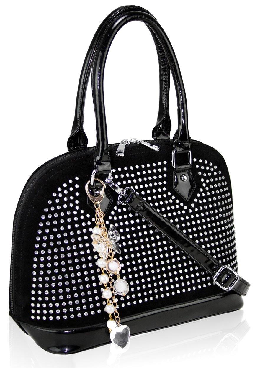 Wholesale Black Diamante Tote Bag With Charm