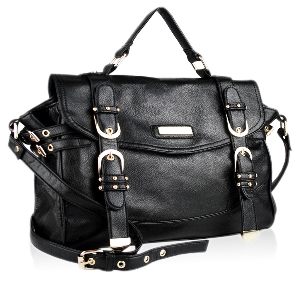 black tote bag with long strap