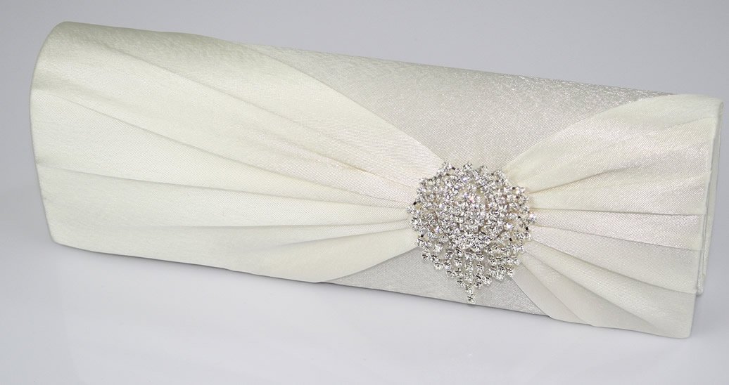ivory satin clutch bag for wedding