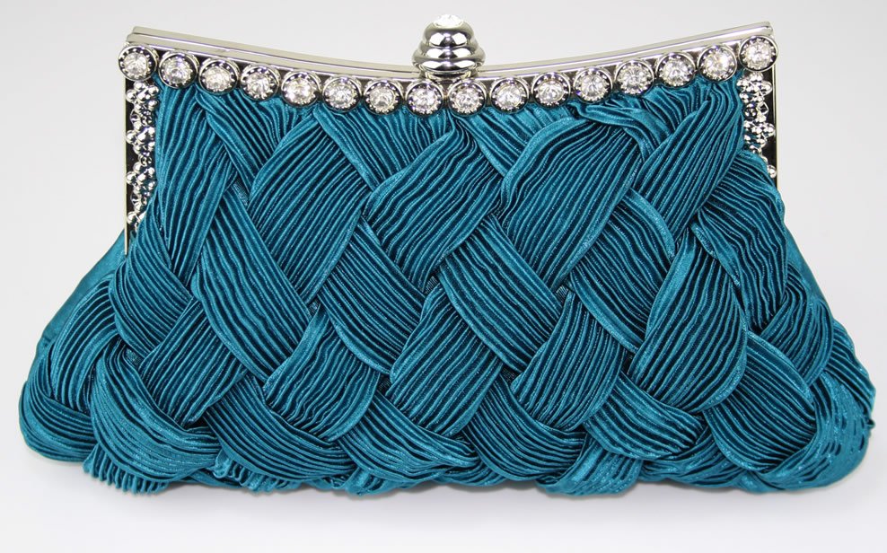 Wholesale Teal Crystal Evening Clutch Bag