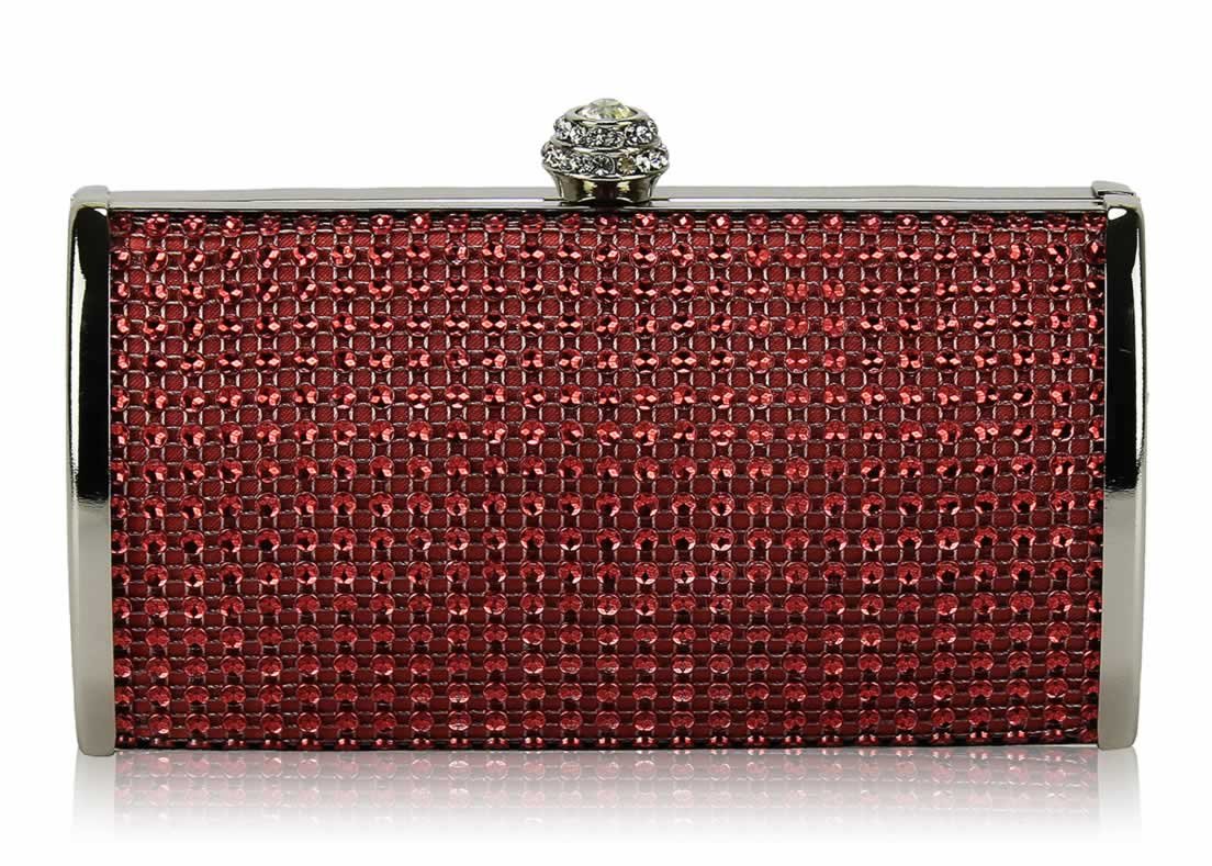 Wholesale Red Sparkly Diamante Evening Clutch