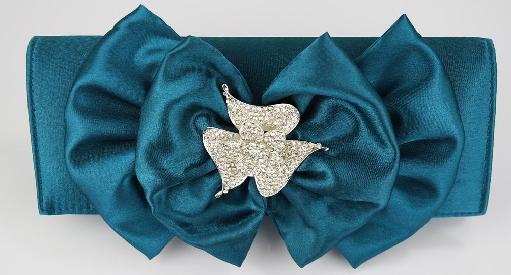Wholesale Teal Sparkly Crystal Evening Clutch