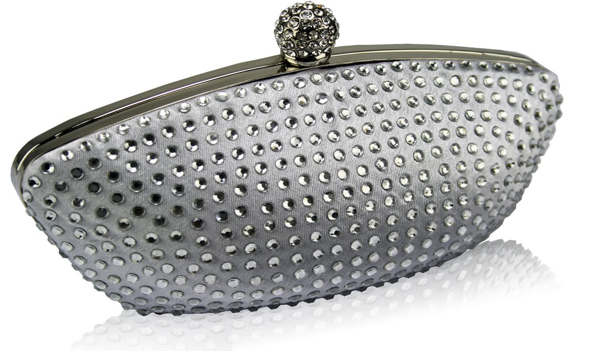 Wholesale Silver Diamante Encrusted Clutch Evening Wedding Bag Purse