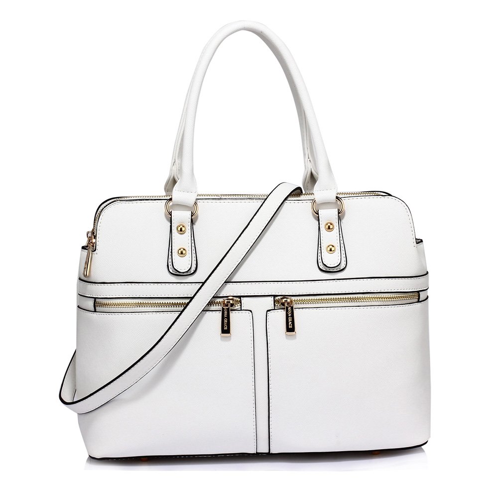 AG00250A White Zipper Tote