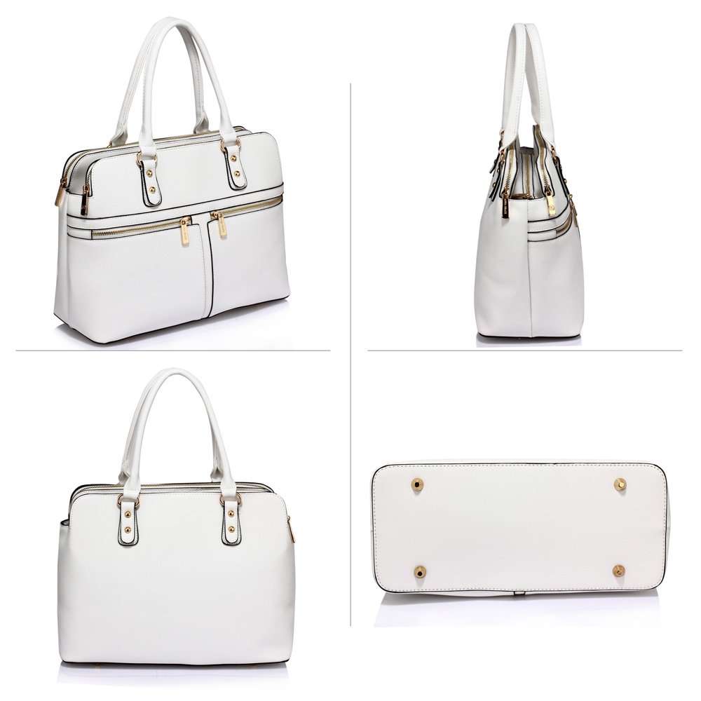 AG00250A White Zipper Tote