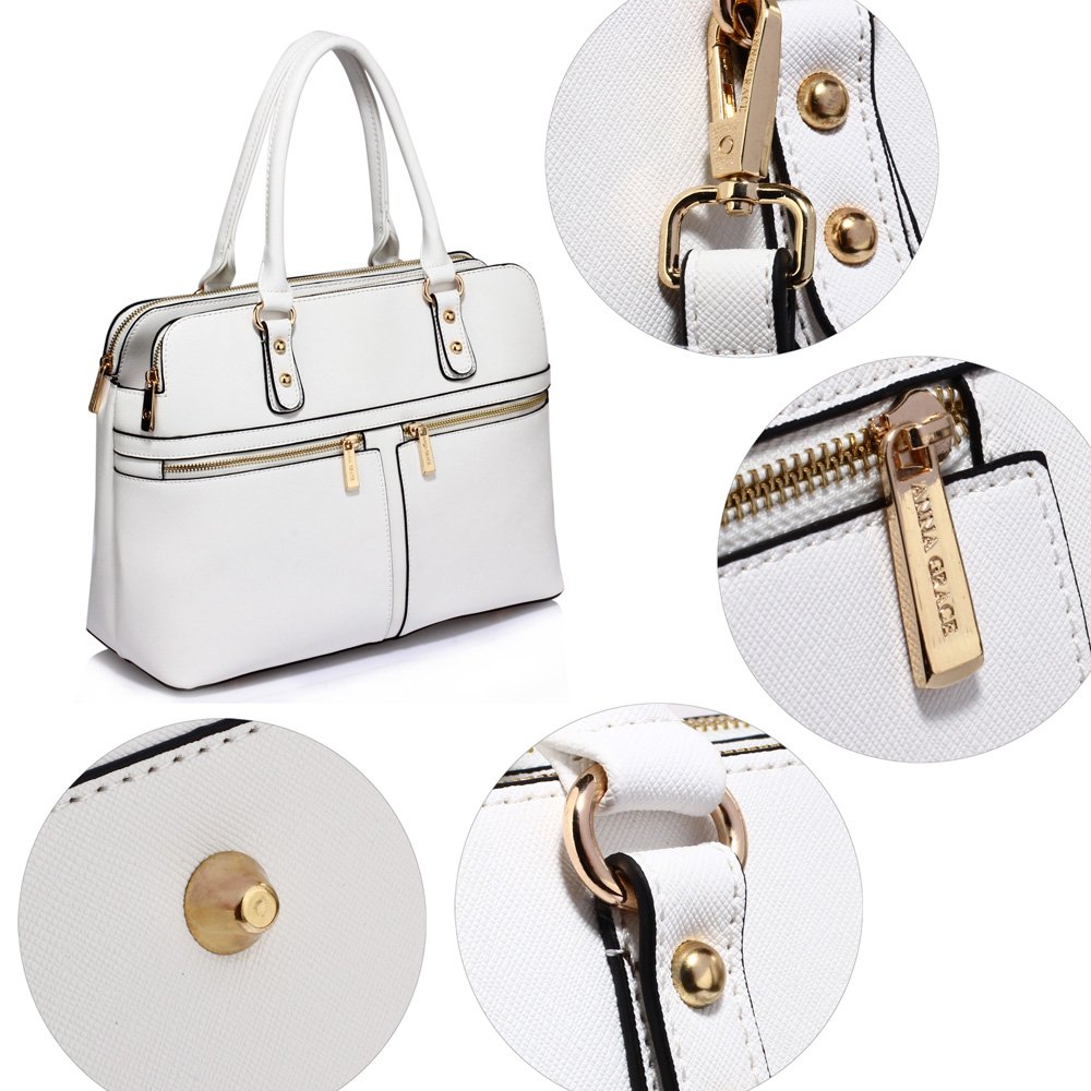 AG00250A White Zipper Tote