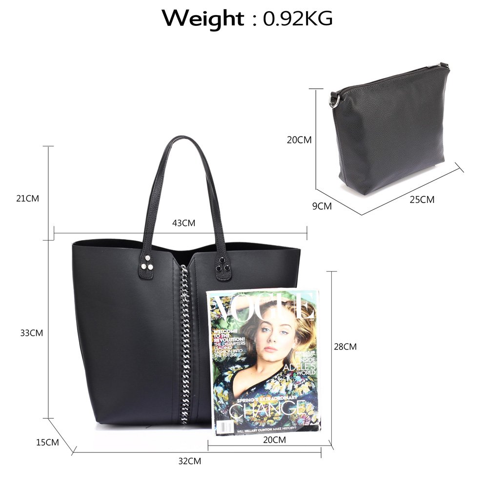 AG00548 Black Shoulder Bag With Removable Pouch