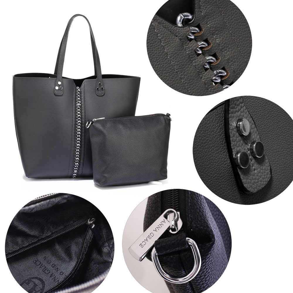 AG00548 Black Shoulder Bag With Removable Pouch