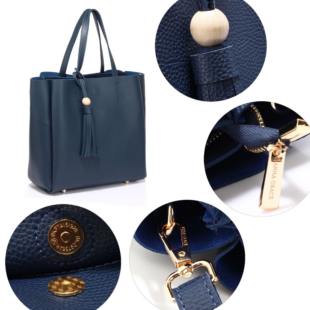 navy tassel bag