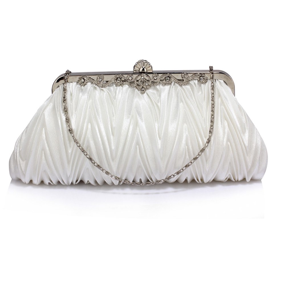 Wholesale Ivory Crystal Satin Evening Clutch Bag