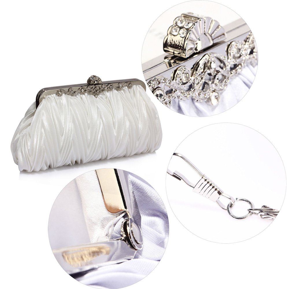 Wholesale Ivory Crystal Satin Evening Clutch Bag