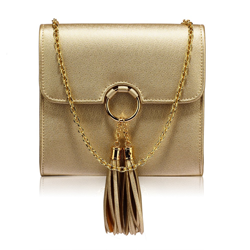 gold clutch bag with strap