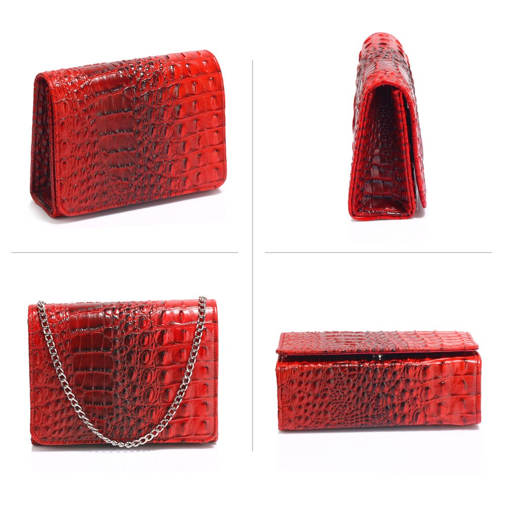 burgundy and gold clutch bag