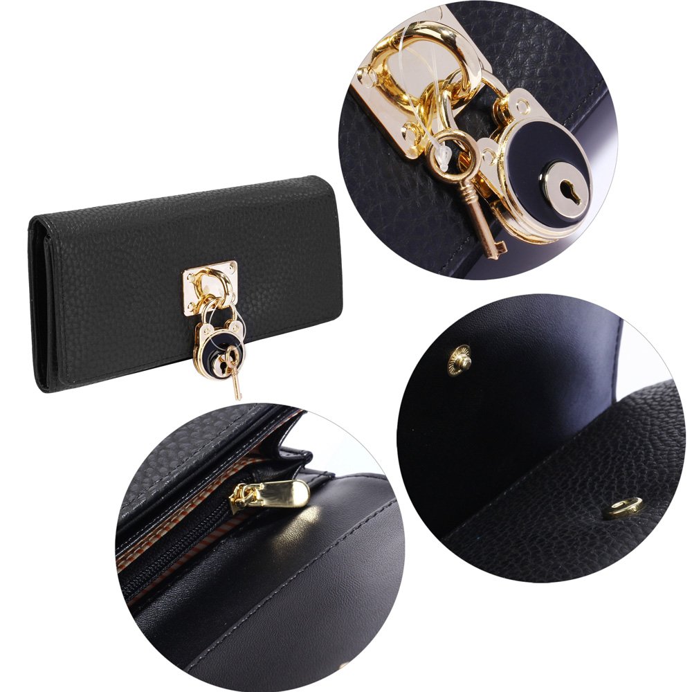 black purse with wallet