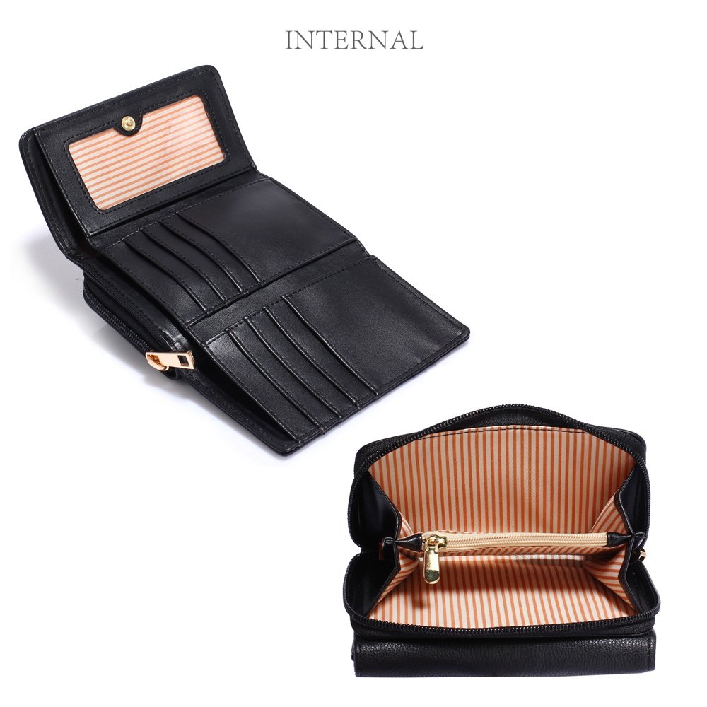 black purse with wallet