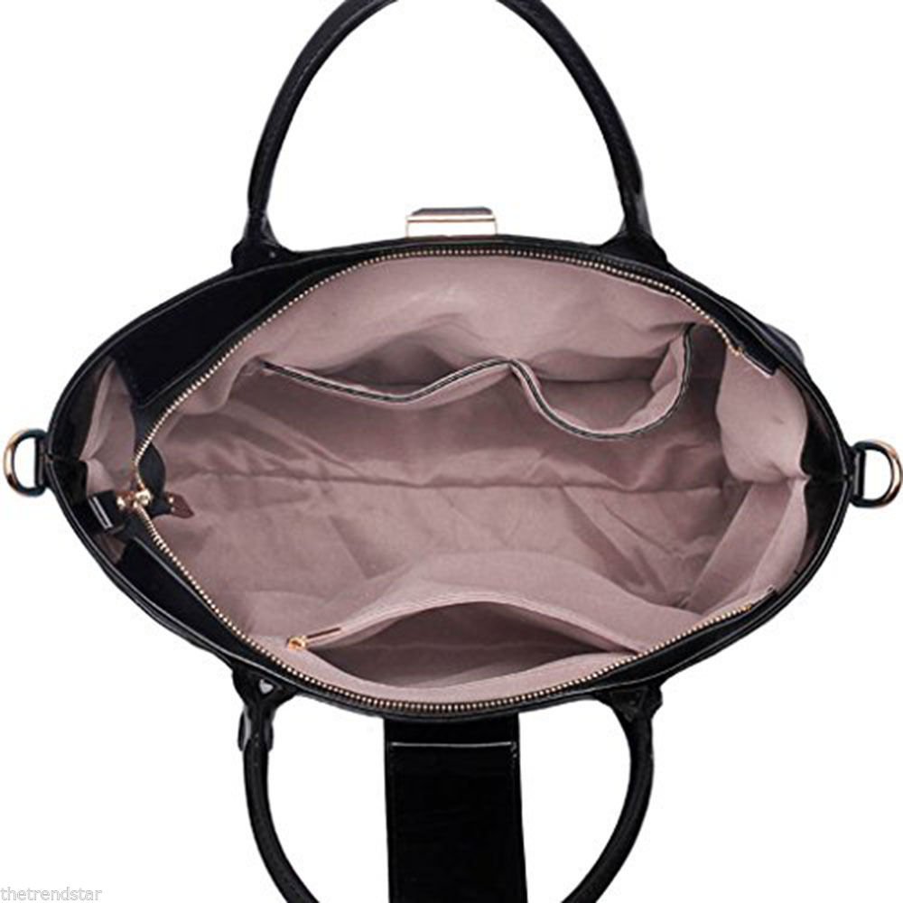 LS00329 - Coral Patent Two-Tone Handbag