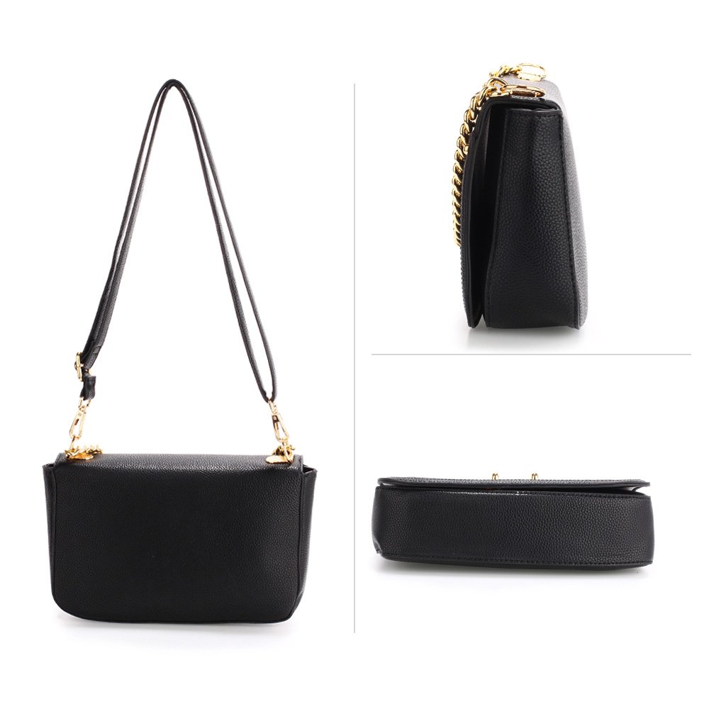 black cross body bag gold chain