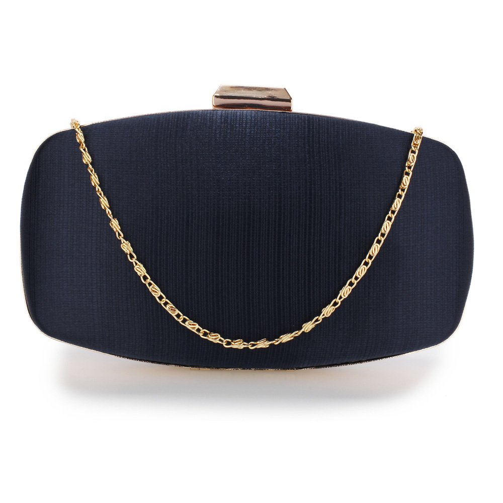 Wholesale Navy Crystal Satin Evening Clutch Bag