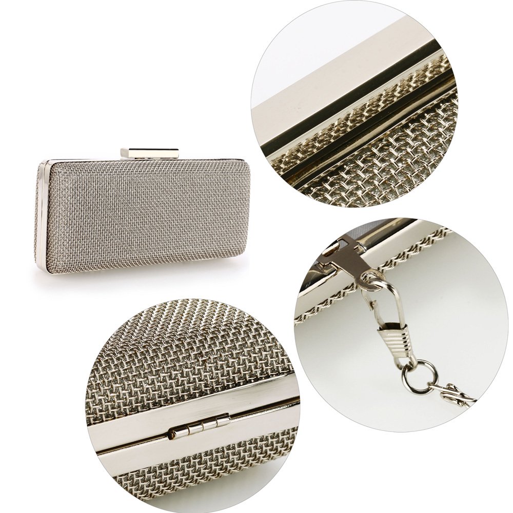 AGC00361 Silver Metal Mesh Clutch Bag