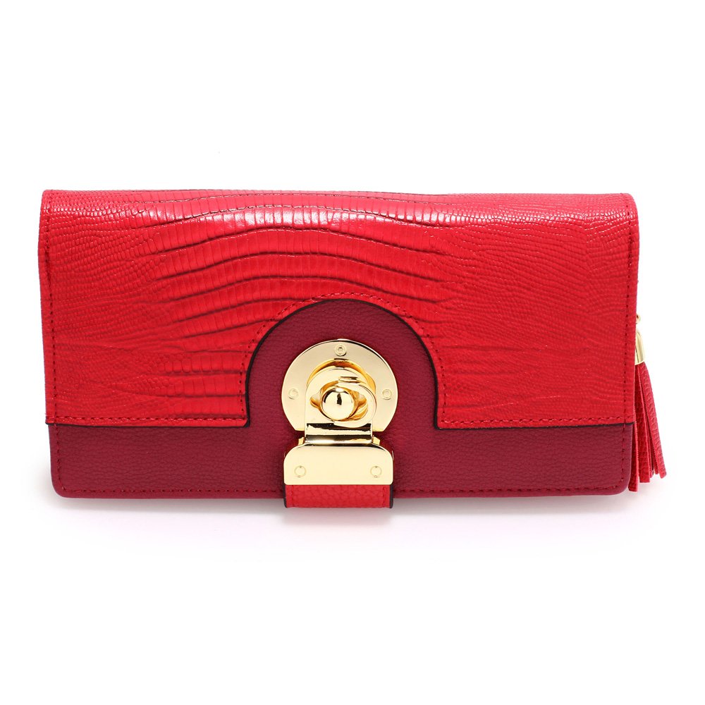 AGP1092B - Red Twist Lock Purse/Wallet With Tassel