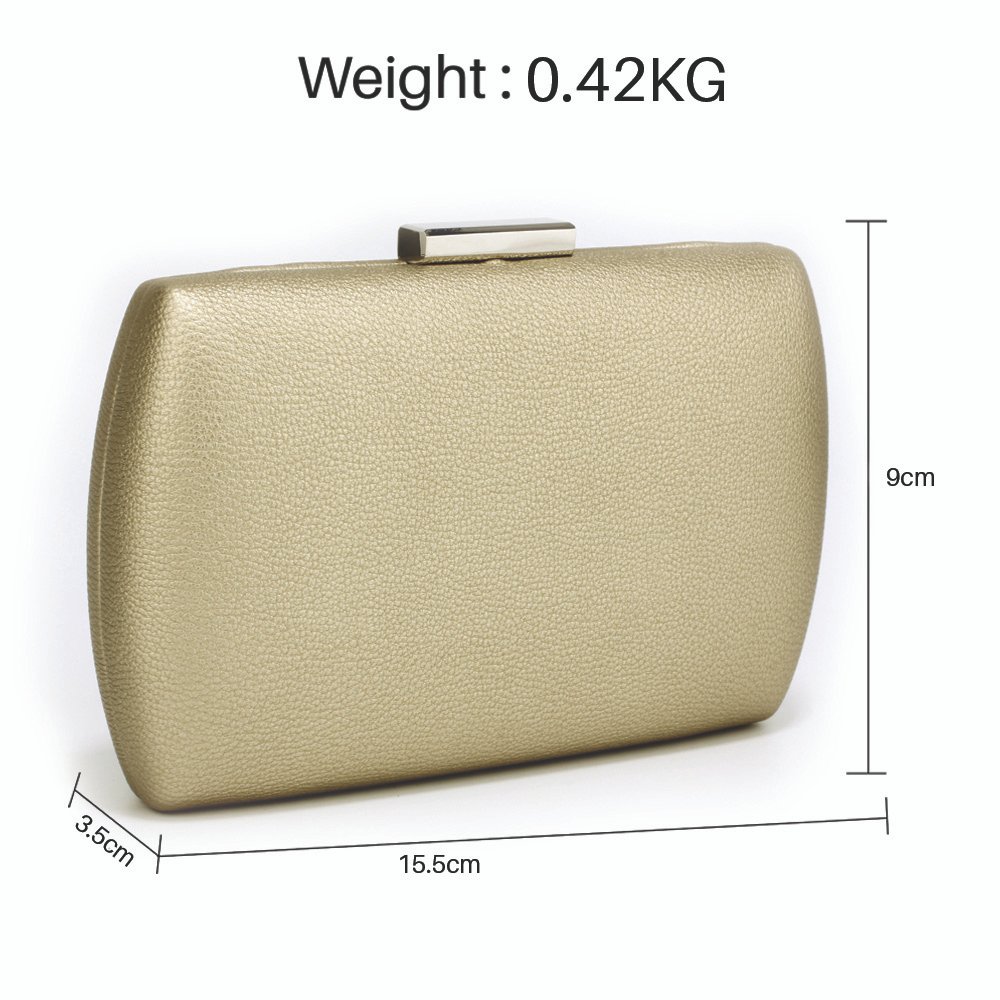 AGC00358 Gold Hard Case Evening Clutch Bag