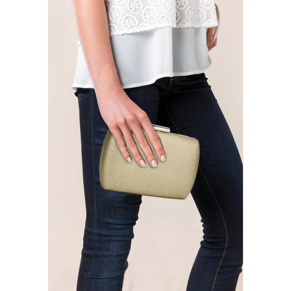 AGC00358 Gold Hard Case Evening Clutch Bag