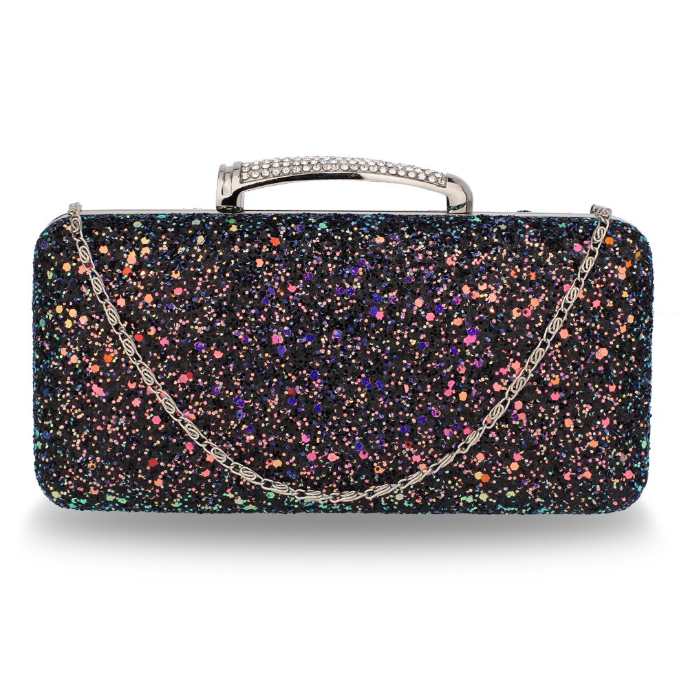 Wholesale Black Glitter Evening Wedding Clutch Bag AGC00368