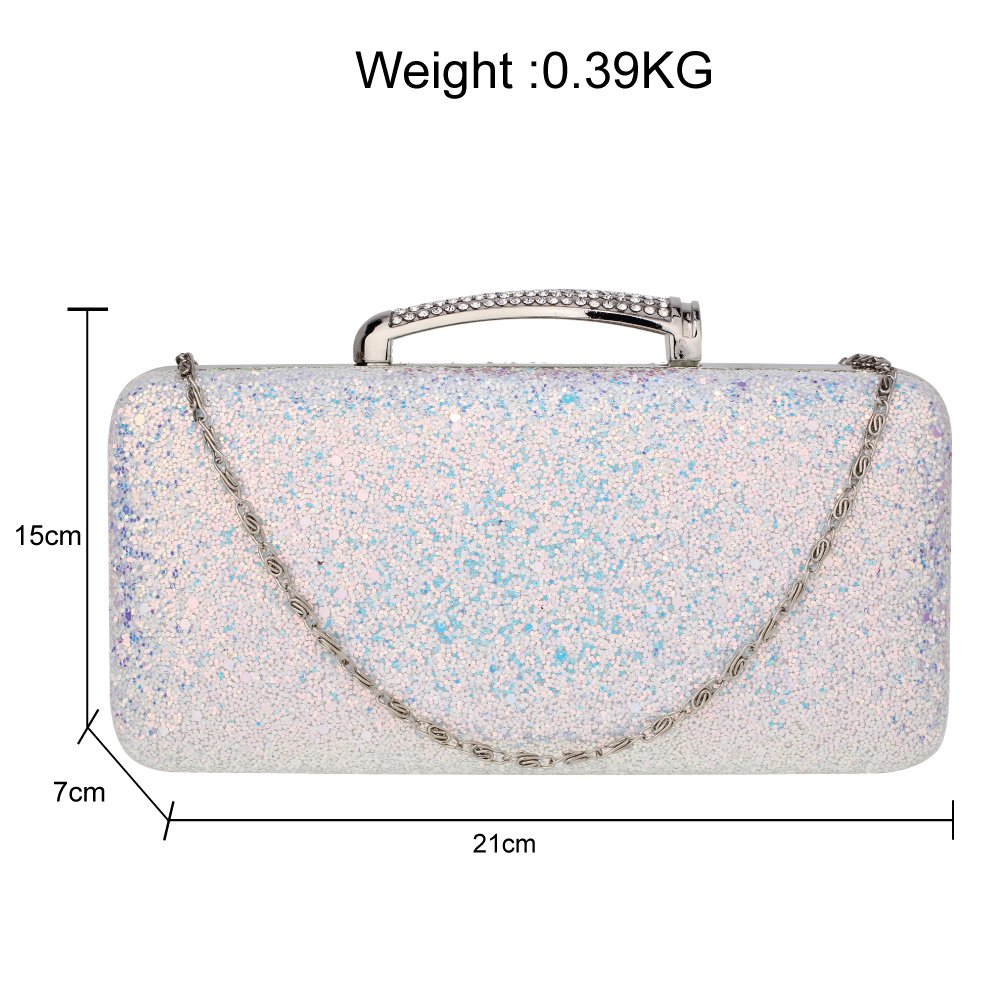 Wholesale Silver Glitter Evening Wedding Clutch Bag AGC00368